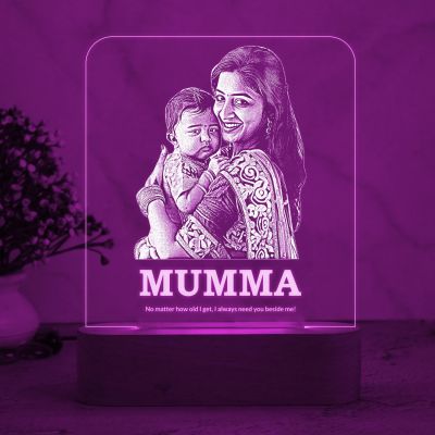 Personalized Mom Daughter Photo Night Lamp with Multicolored Light Customized Photo Birthday Memorable Gift for Mom Daughter & Son